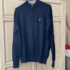 Peter Millar lightweight quarter zip sweater-men’s L-navy blue. GOLF
